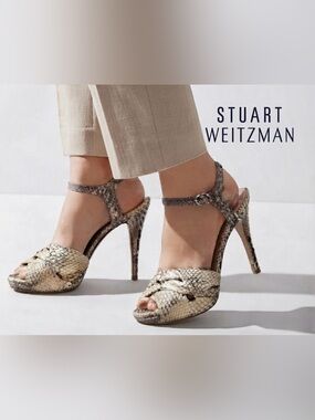 Authentic Stuart Weitzman designer leather platform heels sandals Sz 10